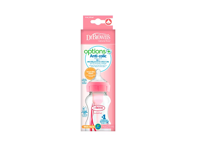 Biberón Options+ de Boca Ancha de Polipropileno 9 oz. Rosa