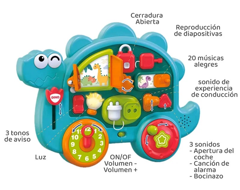 TABLERO DINO MULTIFUNCIONAL MUSICAL