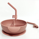PLATO DE SILICONA CON DIVIONES Y BASE DE SUCCIÓN- ROJO