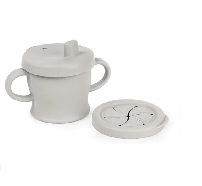 TAZA 3 EN 1 DE SILICONA SIP-N-SNACK - PLOMO