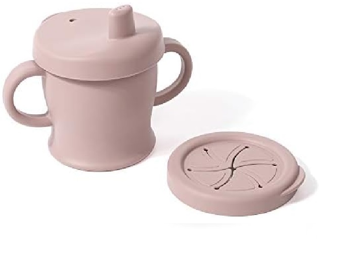TAZA 3 EN 1 DE SILICONA SIP-N-SNACK - ROSADO