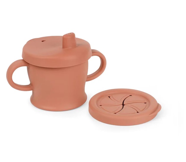 TAZA 3 EN 1 DE SILICONA SIP-N-SNACK - ROJO