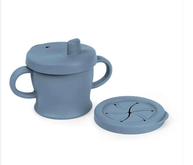 TAZA 3 EN 1 DE SILICONA SIP-N-SNACK - AZUL