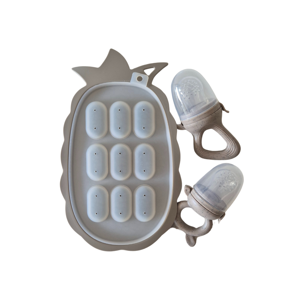 SET CUBETA DE PIÑA CON 2 CHUPON ALIMENTADOR GRIS (3 PZS)