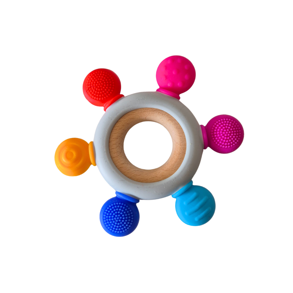 MORDEDOR DE SILICONA ATOMO COLORES VIVOS