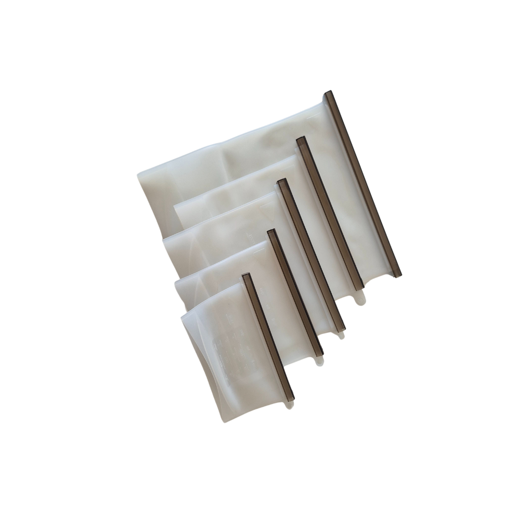 SET DE BOLSAS DE SILICONA TIPO ZIPLOC (5 PZS)