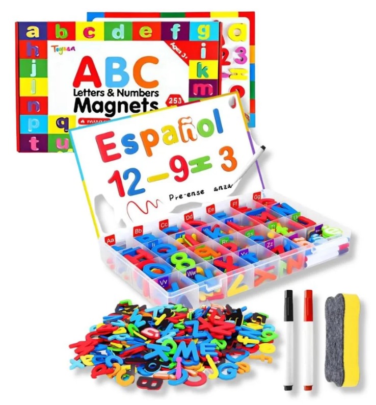 MALETA LETRAS IMANTADAS CON PIZARRA X 253 PIEZAS