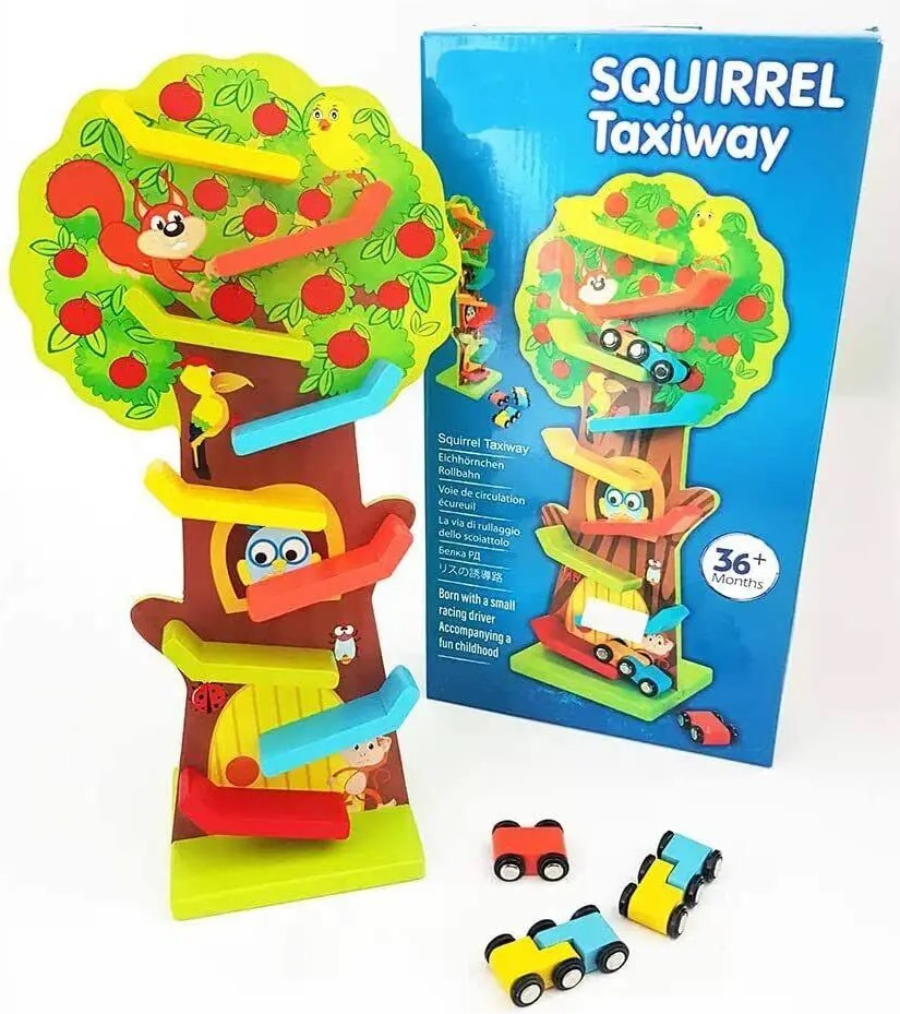 PISTA ARBOL DE MADERA CAJA AZUL