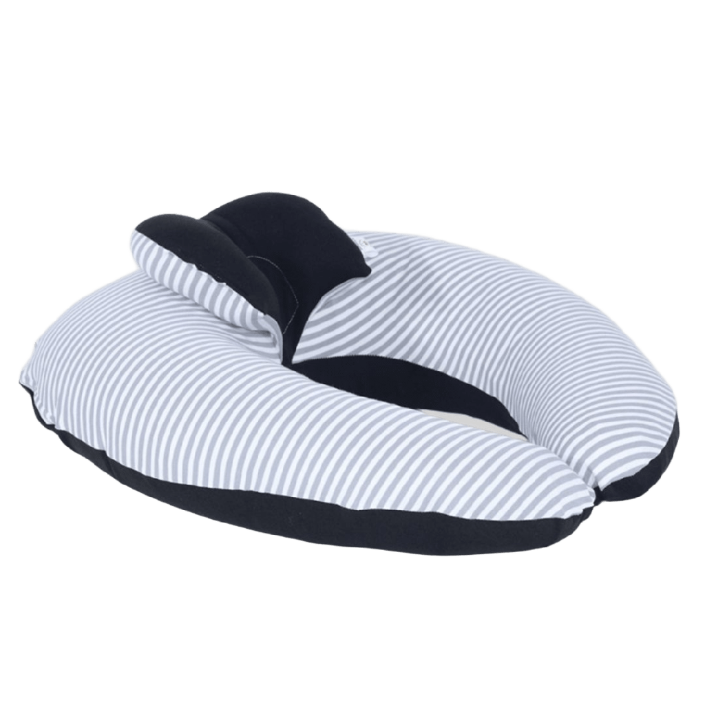 COJÍN DE LACTANCIA AZUL/PLOMO RAYAS