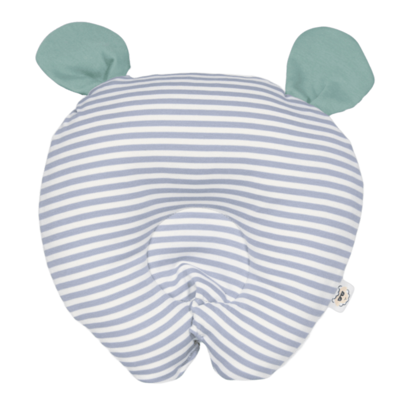 ALMOHADA ANTICABEZA PLANA OSO VERDE CEMENTO/RAYAS PLOMAS