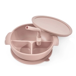 [9420060204889] PLATO DE SILICONA CON DIVIONES Y BASE DE SUCCIÓN- ROSADO