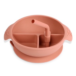 [9420060204872] PLATO DE SILICONA CON DIVIONES Y BASE DE SUCCIÓN- ROJO