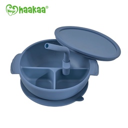 [9420060204865] PLATO DE SILICONA CON DIVIONES Y BASE DE SUCCIÓN- AZUL
