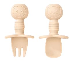 [ALIMC011] SET MINI CUCHARA Y TENEDOR CREMA