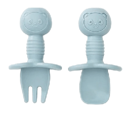 [ALIMC012] SET MINI CUCHARA Y TENEDOR CELESTE