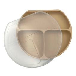 [ALIMC019] PLATO ANTIDESLIZANTE CON TAPA CREMA