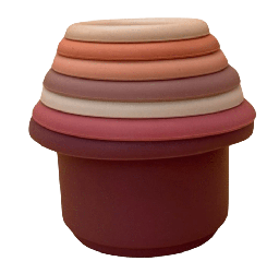 [JUG0002] TAZAS APILABLES DE SILICONA MONTESSORI PARA BEBÉS ROSADO