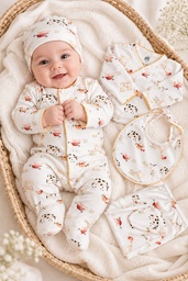 [SET X 5PZAS 0 A 3M] SET X5 PZAS GRANJITA  0 A 3M(enterizo, bodie, pantalón, gorro y babero)