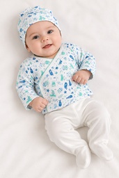 [SET X4 PZAS PECES 3 A 6M] SET X4 PZAS PECES 3 A 6M(kimono, bodie, pantalón y gorro)